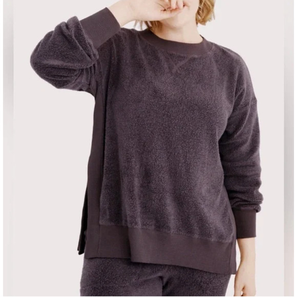 American Eagle Aerie Cozy Good Vibes Soft Oversized Sweatshirt Plum Purple Sz XS - Picture 1 of 5